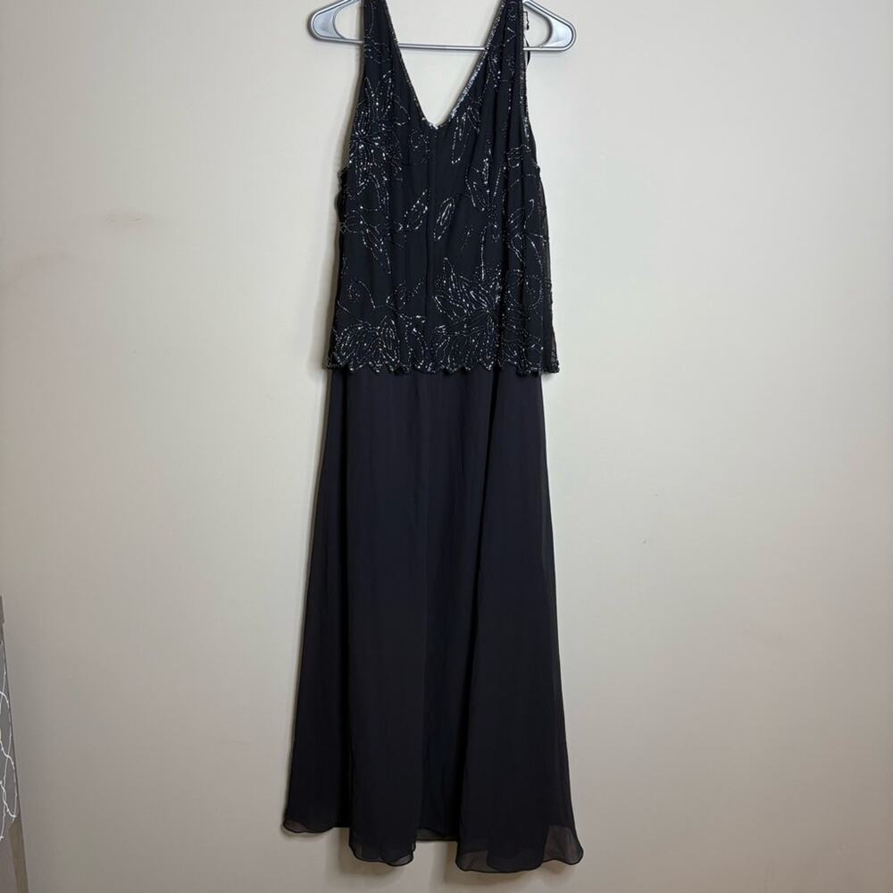 NEW J Kara Black Beaded Formal Long Dress Mother of the Bride Gown Size 14W - Picture 6 of 8